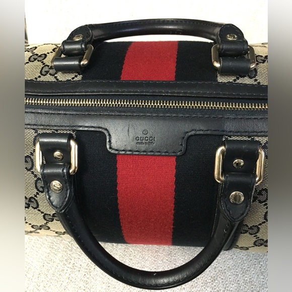Authentic Gucci Boston satchel bag grey navy - Picture 7 of 16